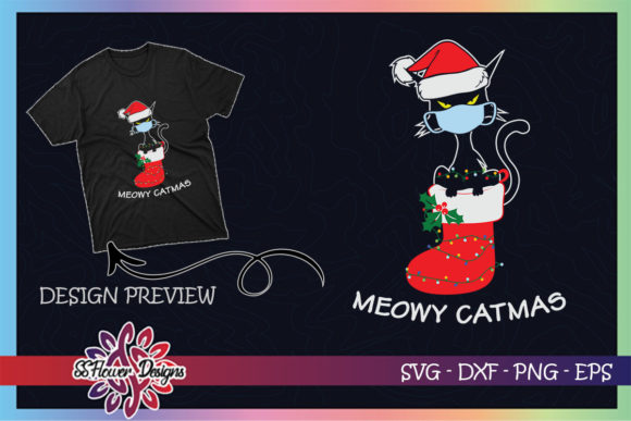 Black Cat Mask Meowy Catmas Quarantine Graphics
