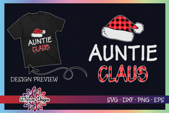 Red Plaid Auntie Claus Graphics for T-Shirt Designs