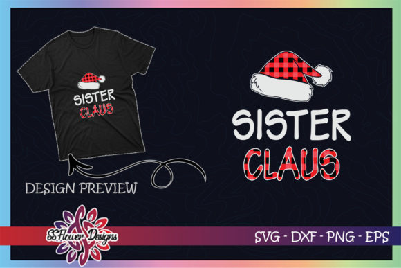 Red Plaid Sister Claus Graphics for T-Shirt Designs