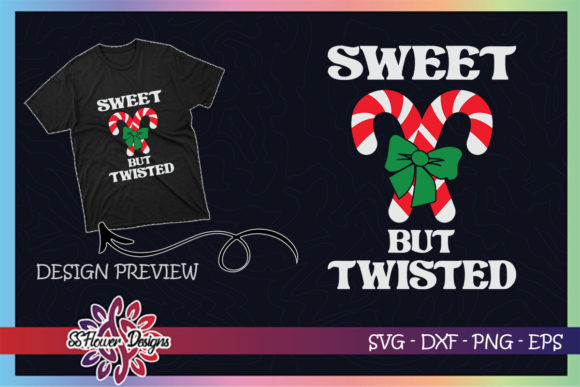 Sweet but Twisted Funny Candy Cane Graphics for T-Shirt Designs