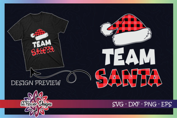 Team Santa Red Plaid Claus Hat Graphics & T-Shirt Designs